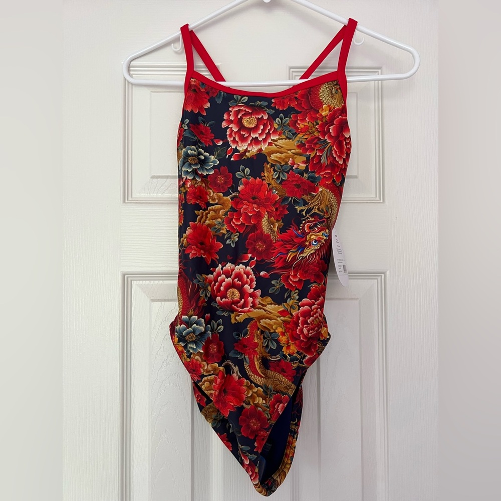 NWT Sporti Limited Edition Dragonfire Thin Strap Swimsuit Size 32